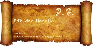 Póder Henrik névjegykártya