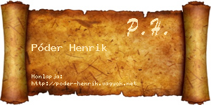 Póder Henrik névjegykártya
